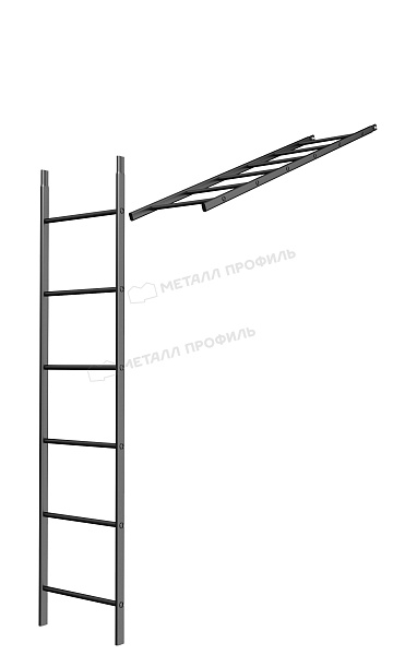 Лестница кровельная стеновая дл. 1860 мм без кронштейнов (9005) ― заказать в Магасе недорого.